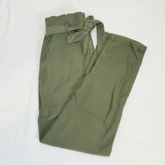 ✨Express Extreme High Rise Stretch Green Paperbag Cargo Trouser Pants✨ - Picture 2 of 4